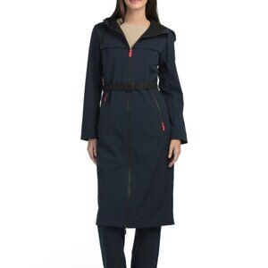 NEW HUNTER Longline Belted Coat in navy for women 1225 10